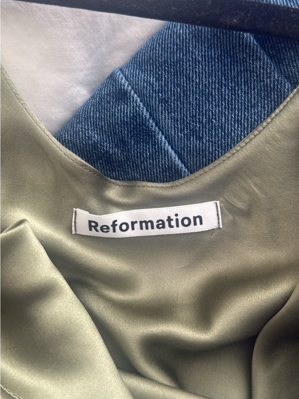 Reformation Bryn Silk Dress in Artichoke - Picture 4 of 6